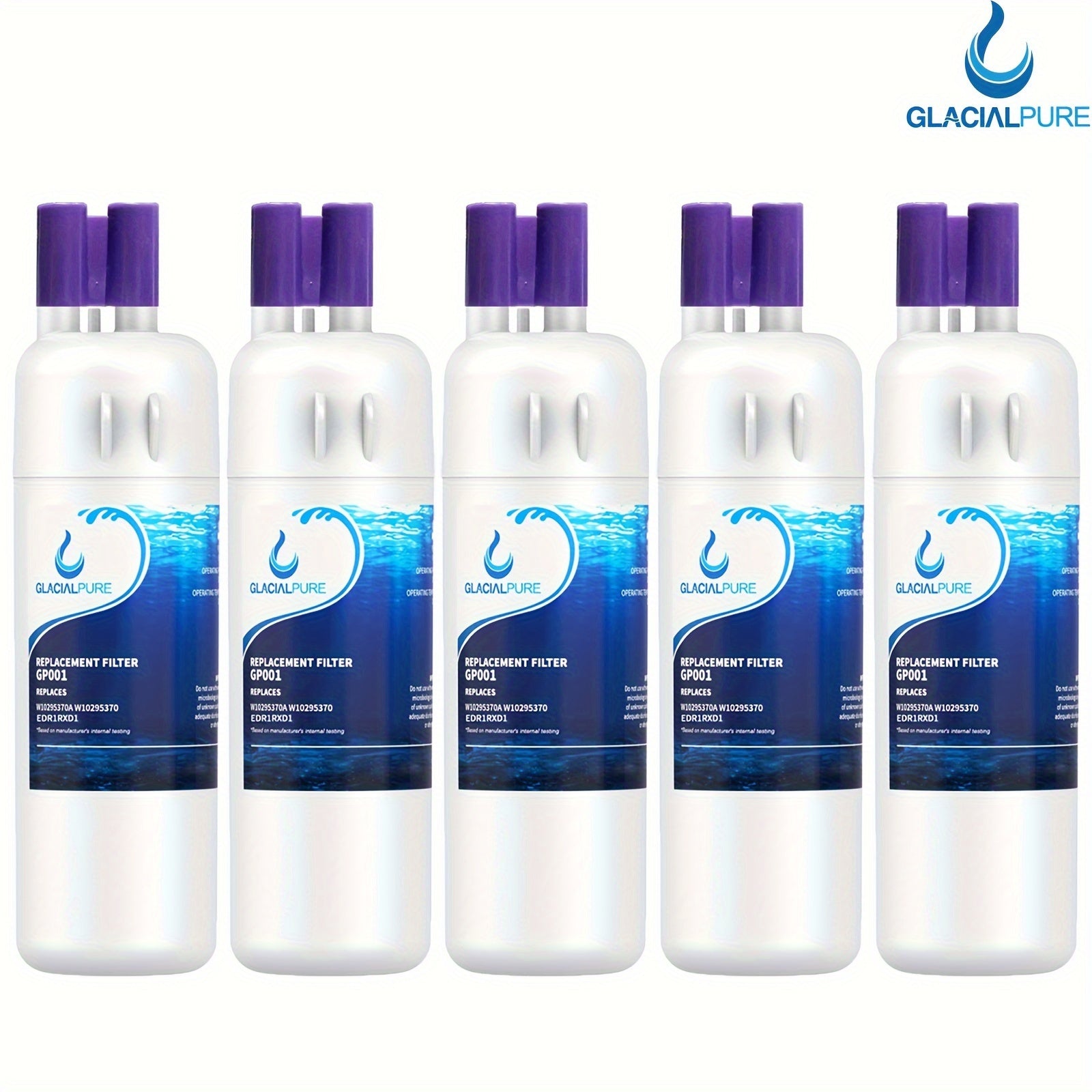 Refrigerator Water Filter 5-Pack Compatible with GlacialPure GP001 EDR1RXD1 W10295370 WHR1RXD1 KAD1RXD1 P8RFWB2L P4RFWB P5WB2L ¨C Replacement Filter for Whirlpool Kenmore KitchenAid Maytag Amana