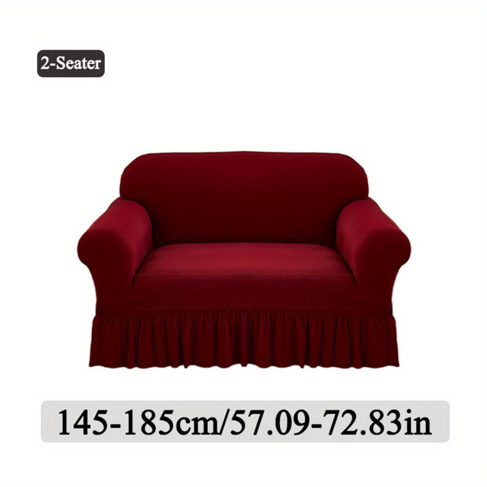Stretch Sofa Slipcover Lightweight Breathable Elastic Full Cover Skirted Design Anti-Slip Soft Cool Comfort Machine Washable for 3 4 Seater Living Room Furniture Protector