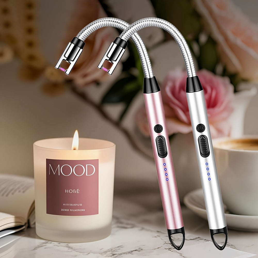 USB Rechargeable Electric Arc Lighter, 360¡ã Rotating Flameless Plasma Igniter with Safety Switch for Candles, BBQ, Camping, Kitchen ¨C 1pc or 2pcs Set