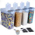 Airtight Food Storage Containers 4 Pack Extra Large 4L/135oz - BPA-Free Plastic Cereal Canisters with Pour Spout for Pantry Organization, Grain, Nuts, Flour & Rice Storage, Includes Labels & Marker
