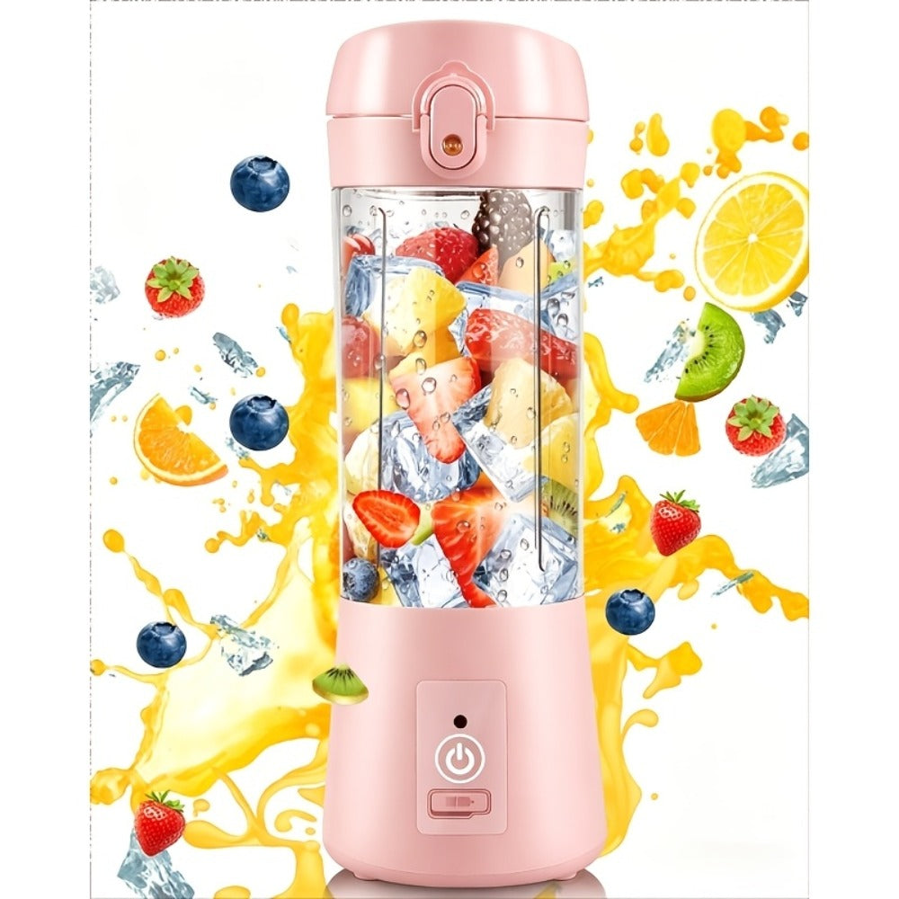 Mini Blender USB Rechargeable 380ml - 6-Blade 22000RPM High-Speed Portable Blender Cup, 304 Stainless Steel, Self-Cleaning, for Smoothies, Shakes & Protein Drinks, Home, Office & Travel, Pink Green Black