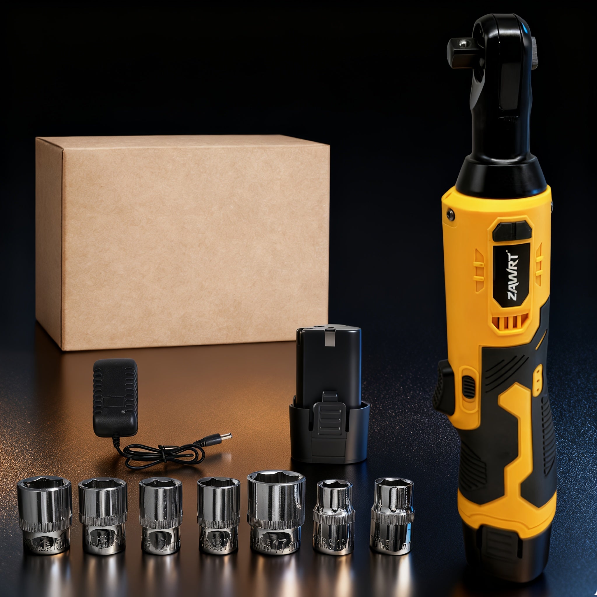 Cordless Electric Ratchet Wrench Set 12V - 45Nm High Torque 3/8¡± Rechargeable Ratchet Wrench with Battery, Charger & Toolbox for Automotive Repair, Angle Frame Installation & Home Improvement (4 Colors)