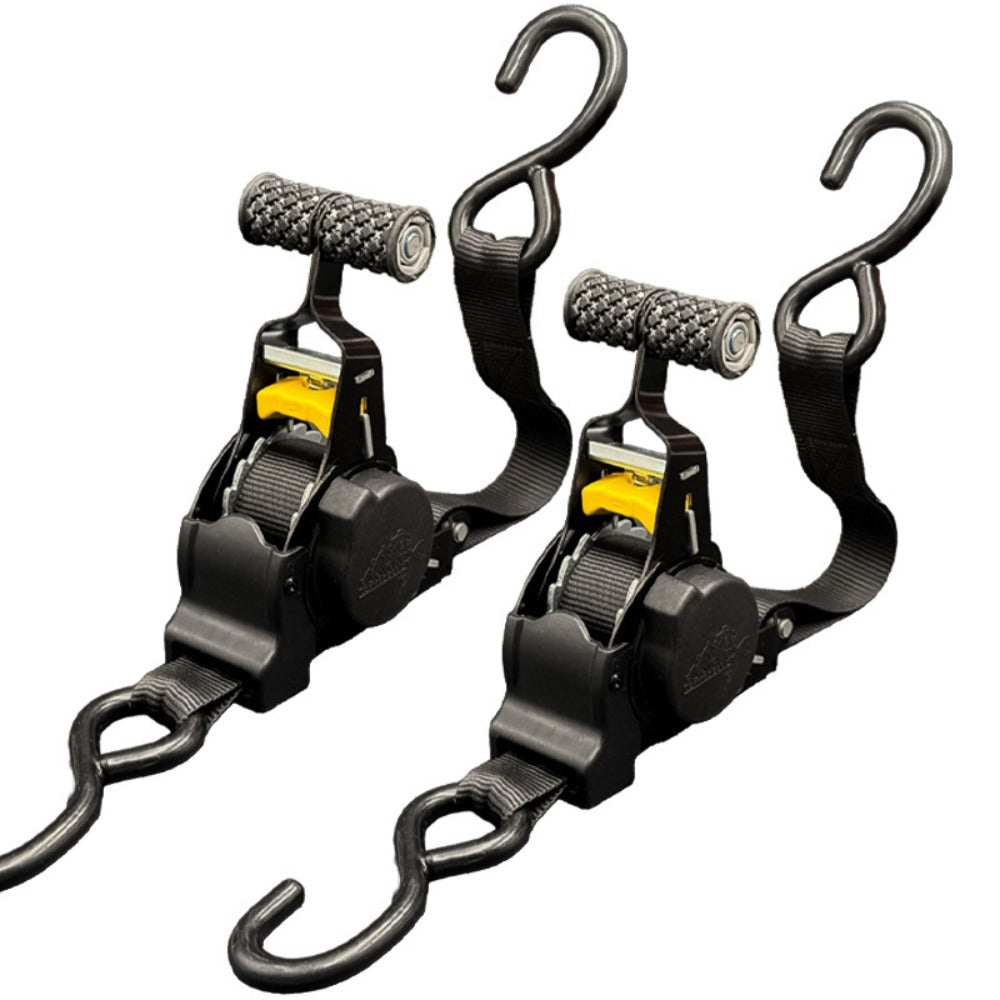 Self-Retracting Tie Down Straps 10 Feet Heavy Duty Ratchet Cargo Straps ¨C Auto Retract for Truck Trailer Motorcycle Moving & Appliances, 1pc or 2pc Pack