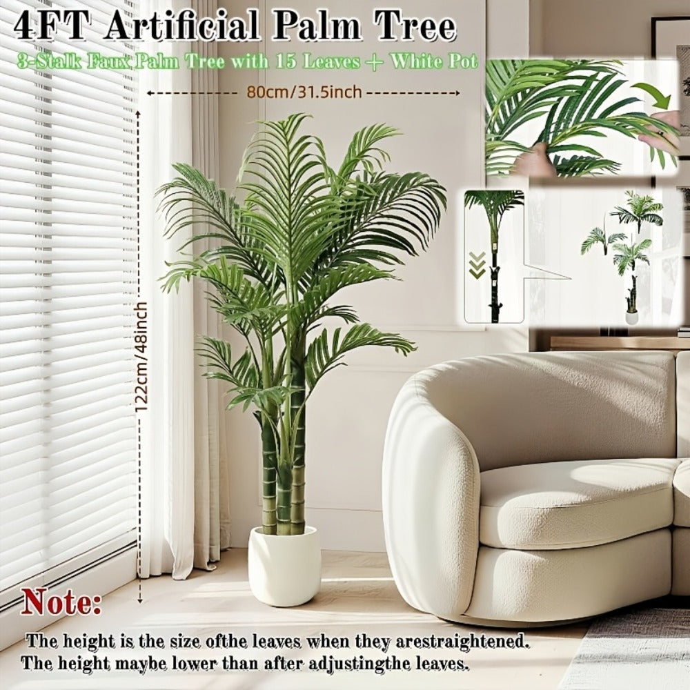 Artificial Palm Tree Fake Indoor Plant ¨C 4/5/6FT Faux Tropical Areca Palm with Realistic Leaves, Planter Options, for Living Room Bedroom Office Patio Home Decor