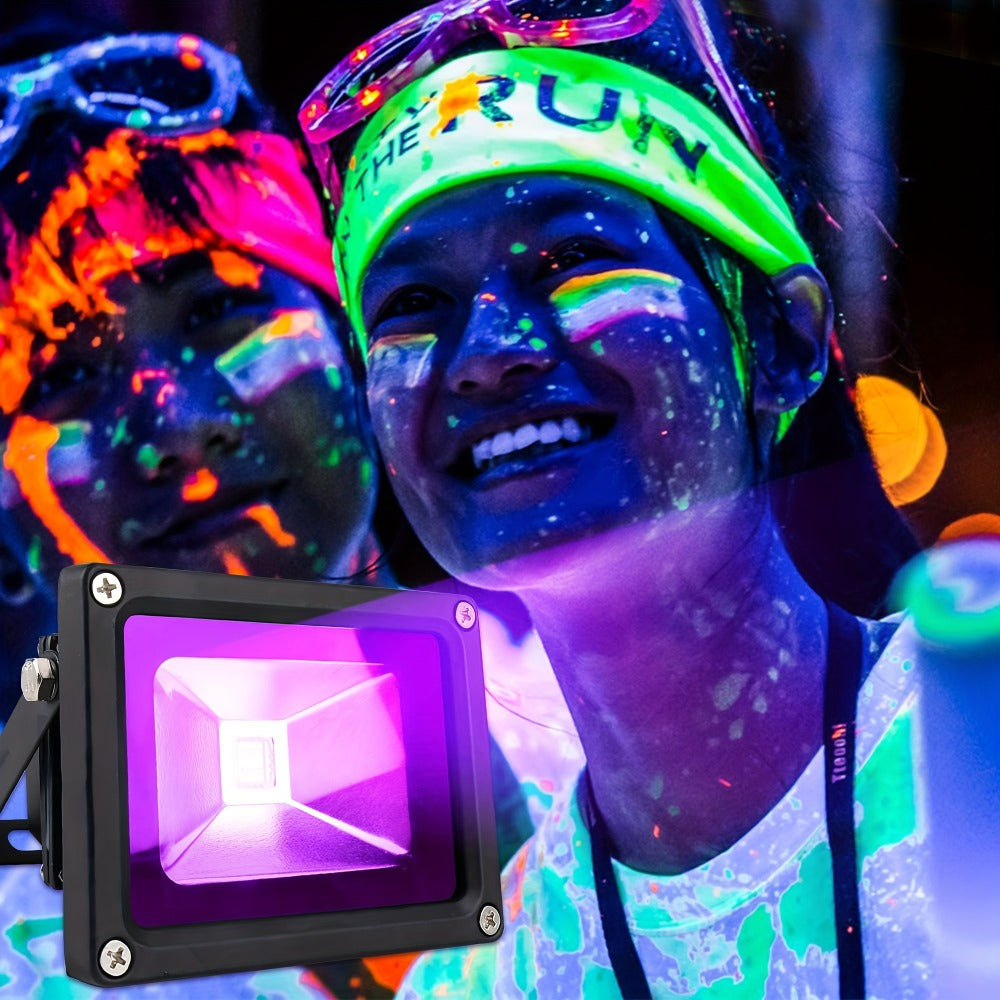 UV Black Light 10W LED Blacklight Flood Light IP44 Waterproof - 21 LEDs 385-400nm Covers 100 Sq Ft, 180¡ã Adjustable Bracket, Plug-In for Glow Party Halloween Bedroom Neon Poster Body Paint Decoration