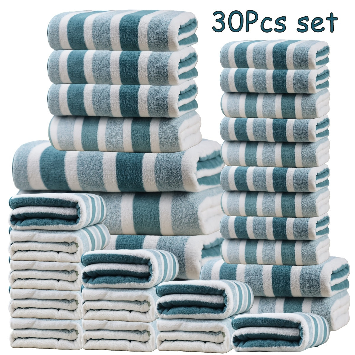 Bath Towel Set 30 Piece Coral Fleece Super Soft Quick Dry Fast Absorption Lightweight Large Wide Towels for Home Hotel Spa Gym Camping Christmas Gift Red Gray Green Navy Blue Purple Brown