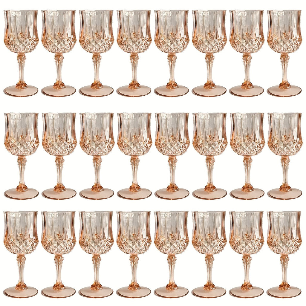 Plastic Wine Glasses 24 Pack ¨C Colorful Shatterproof Goblets for Parties, Weddings & Events ¨C Reusable Vintage-Style Stemmed Cups ¨C Lightweight Bulk Drinkware in Pink, Gold, Blue, Rose Gold & Green