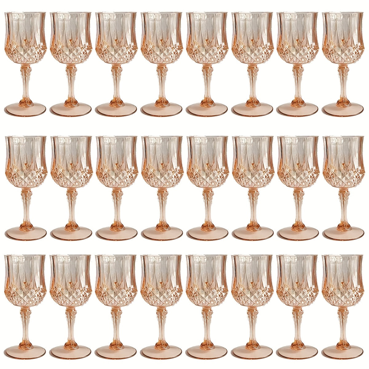 Plastic Wine Glasses 24 Pack ¨C Colorful Shatterproof Goblets for Parties, Weddings & Events ¨C Reusable Vintage-Style Stemmed Cups ¨C Lightweight Bulk Drinkware in Pink, Gold, Blue, Rose Gold & Green