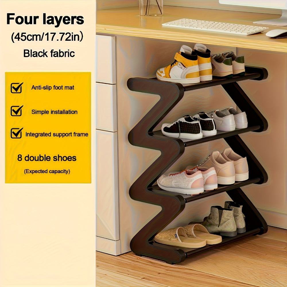 4-Tier Shoe Rack Upgraded Metal Tubes ¨C Multi-Layer Shoe Storage Organizer with Thickened Plastic Parts for Entryway, Doorway, Bedroom, Hallway & Dorm ¨C Graphite Black, Pink, Gray & Blue