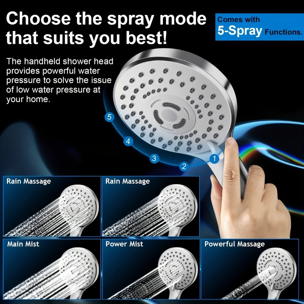 High Pressure Rainfall Shower Head Combo with Handheld Spray ¨C 9 Spray Settings, 180¡ã Adjustable Bracket, Stainless Steel Hose, Anti-Clog Nozzles, Modern Bathroom Shower System