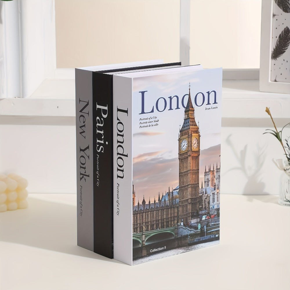 Decorative Books for Coffee Table Set of 3 ¨C Hardcover Faux Books with Storage Box, White & Black Shelf Decor Accent for Living Room, Bedroom, Home Office, Christmas & Halloween Display