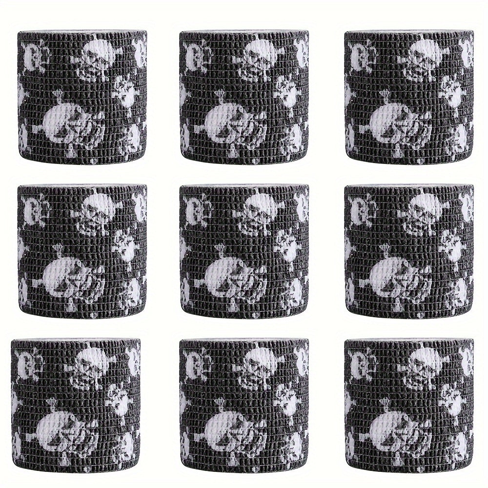 Tattoo Kit 9pcs Skull & Camouflage Temporary Tattoo Stencil Set ¨C Body Art Accessories for Adults & Kids, No Batteries Needed