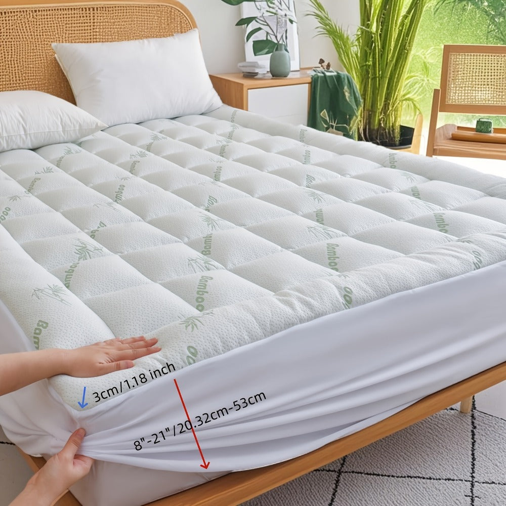 Cooling Mattress Topper Plush Pillow Top Down Alternative Overfilled 8-21 Inch Deep Pocket Machine Washable Twin Twin XL Full Queen King California King