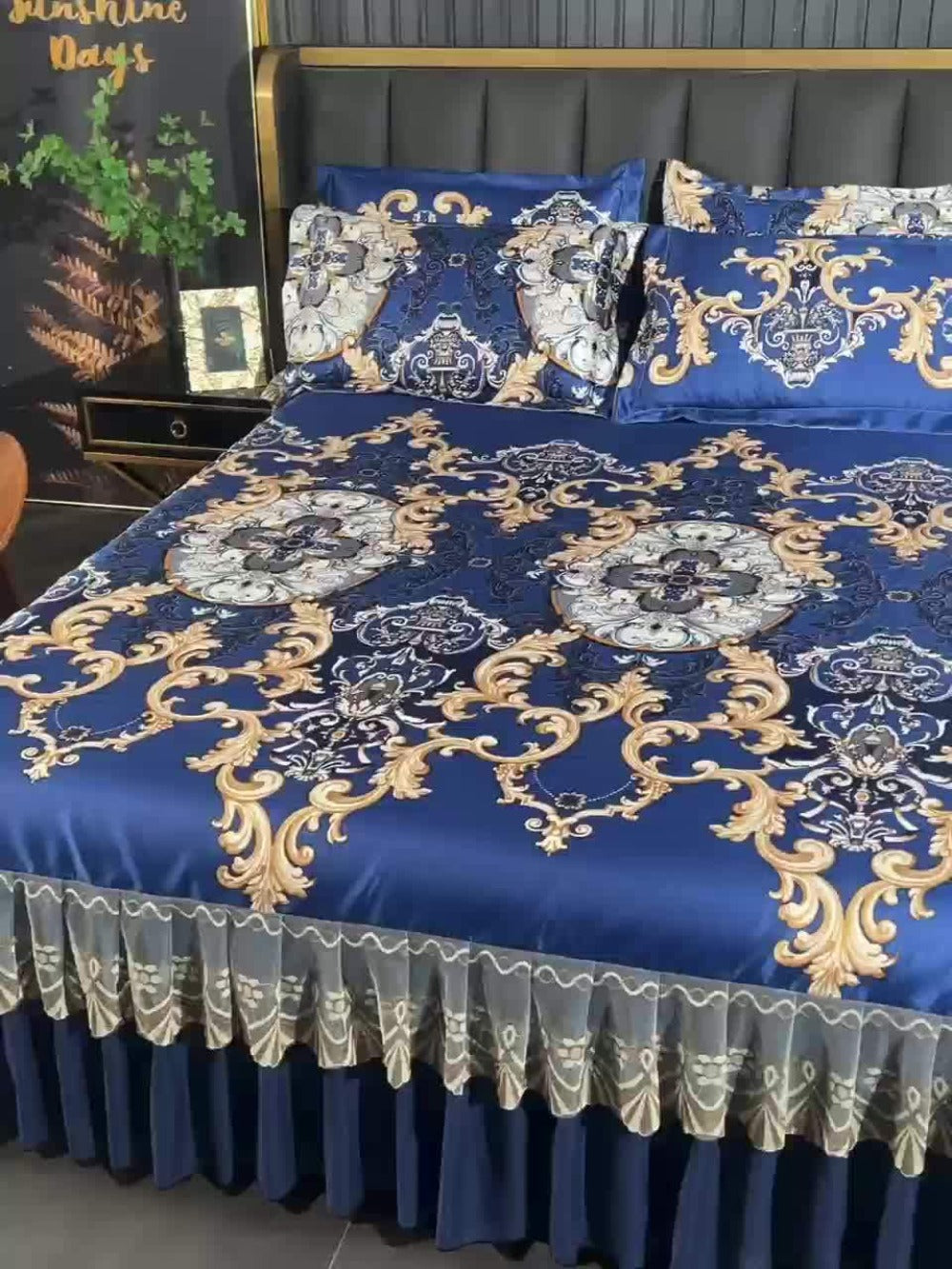 Floral Ruffle Bed Skirt Cool Mat 3 Piece Set with Pillowcase, Double Layer 360¡ã Full Wrap Washable Cooling Mattress Cover, Breathable Summer Bedding Set for Twin Full Queen King, Parisian Romantic Floral