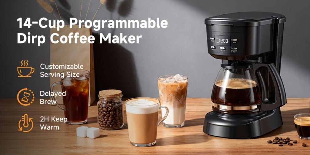 5-Cup Programmable Digital Coffee Maker ¨C Auto Brew, Sneak-A-Cup Anti-Drip, Washable Basket Filter, Keep-Hot Plate & Water Level Window, Drip Coffee Machine for Home & Office ¨C Black, White