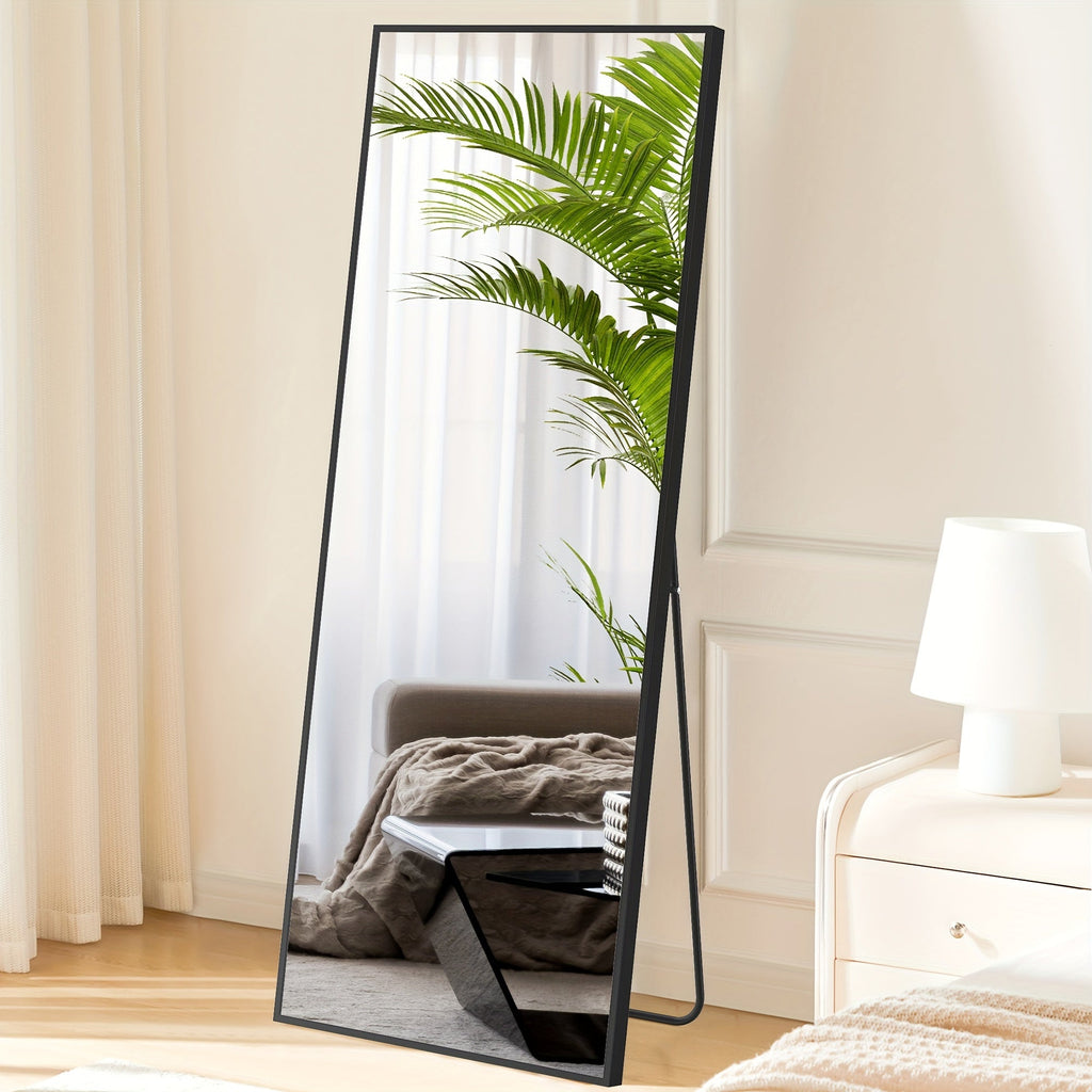 Full Length Mirror Floor Standing with LED Light - Arched & Rect Aluminum Frame Dressing Mirror for Bedroom Living Room, Black/Golden/White
