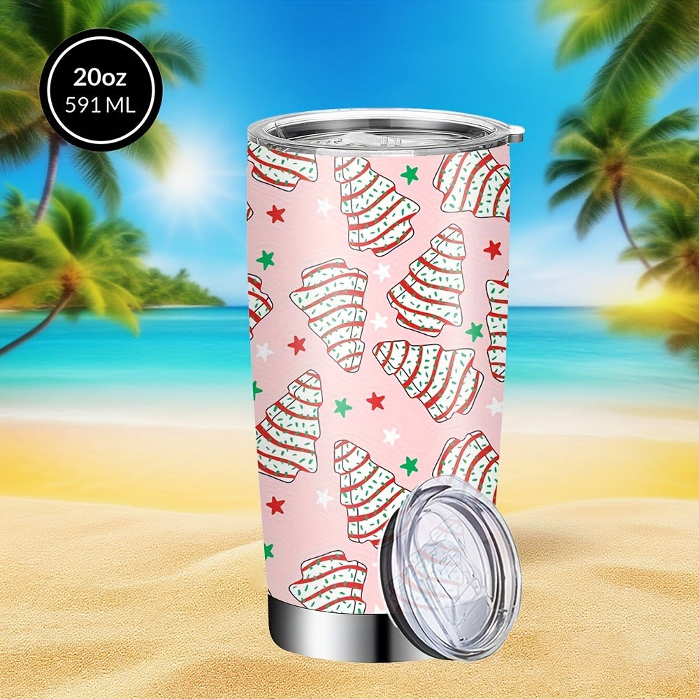 Insulated Coffee Mug 20oz Christmas Tree Cookie Design Stainless Steel Tumbler with Lid & Straw Travel Cup Hot Cold Drinks Gift for Women Birthday Holiday