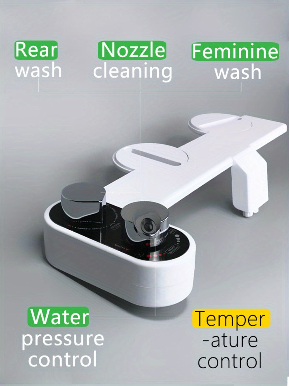 Bidet Attachment Hot and Cold Water ¨C Dual Nozzle Non-Electric Toilet Seat Bidet, Rear & Feminine Wash, Self-Cleaning Retractable Nozzle, Adjustable Warm Water Pressure, Easy Install