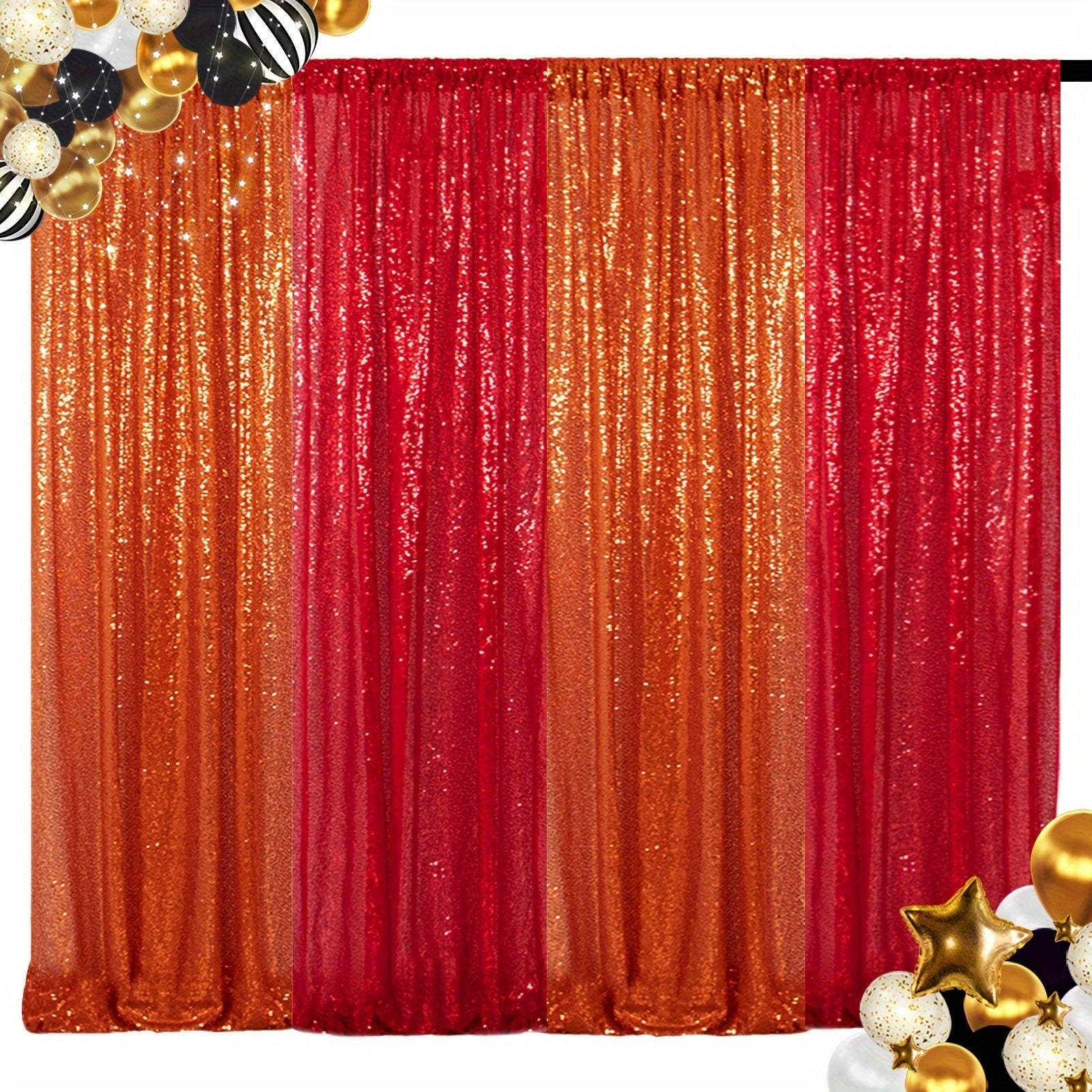 Sequin Backdrop Curtain 4 Panels 2FTx8FT ¨C Shimmer Glitter Background for Wedding Party Photo Booth Decoration