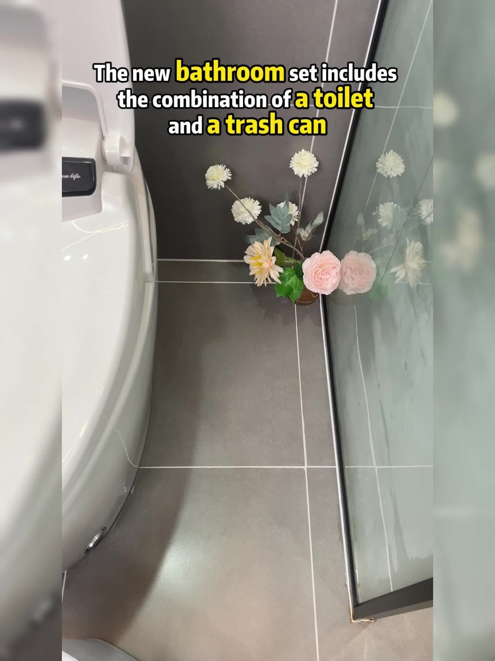 Toilet Brush and Trash Can 2-in-1 Set - Disposable Brush Heads Slim 7.7L Bathroom Waste Bin with Push Lid Hygienic No-Touch Cleaning System Space Saving ABS Plastic | White | RV Apartment Small Bathroom