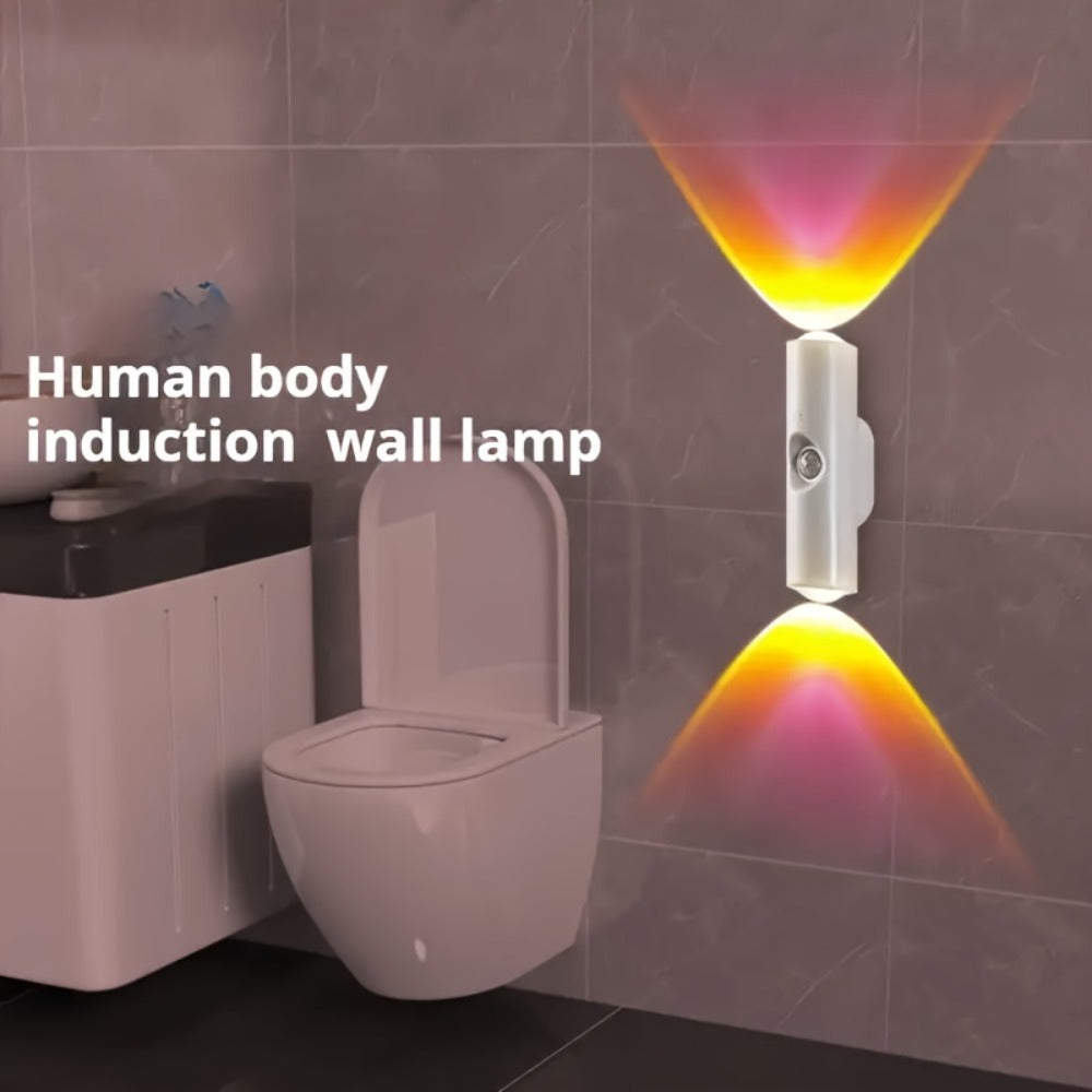 Cat Eye LED Wall Light Motion Sensor ¨C 6 Pack USB Rechargeable Night Lamp, 3 Color Settings, Wireless Auto Sensing No Wiring for Bedroom Stairs Closet Bathroom Hallway (RGB / Three Colors)