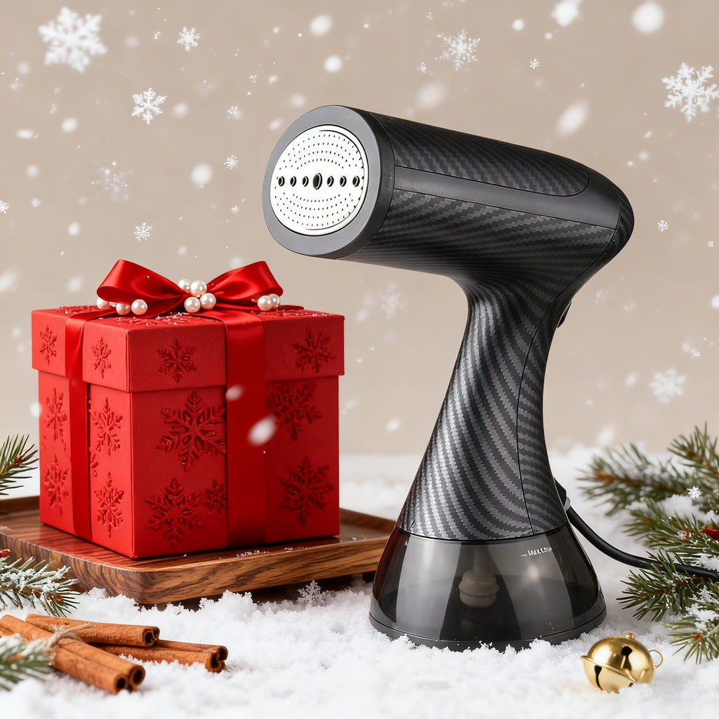 Handheld Garment Steamer 1100W 20s Fast Heating 300ml Water Tank Wrinkle Remover Steam Iron for Clothes Travel Business Home Clothing Care with Cleaning Brush Black White Carbon Fiber