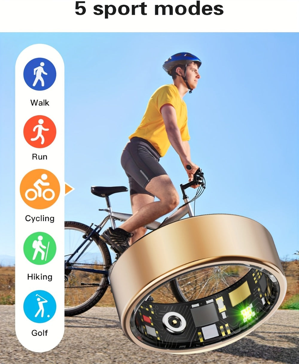 Smart Ring Fitness & Health Tracker for Men & Women ¨C Heart Rate, Sleep, Steps, Calories, Body Temp & HRV Monitoring, IP68 Waterproof, iOS & Android Compatible
