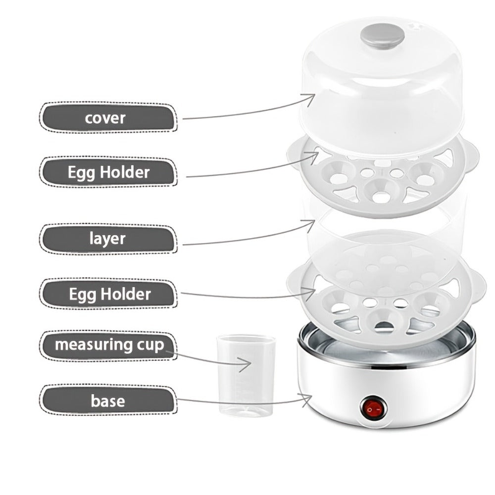 Egg Steamer Stainless Steel Mini Breakfast Machine Single Double Layer Multi-Functional Egg Cooker for Home Dormitory Student Dorm Back to School Holiday Gift