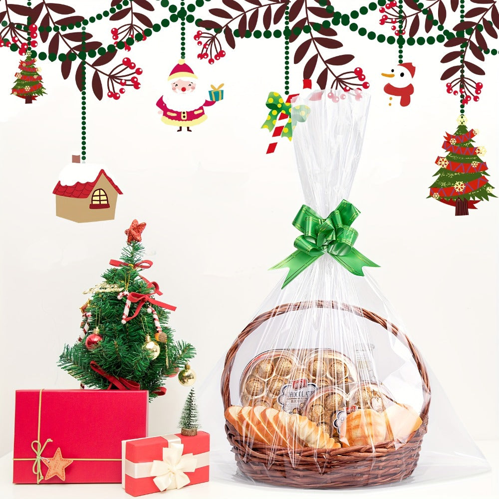 Cellophane Bags 50-Pack Large 18x30 Inch Transparent Gift Basket Wrap Bags ¨C Clear Cellophane Wrapping for Christmas, Holidays & Gift Packaging