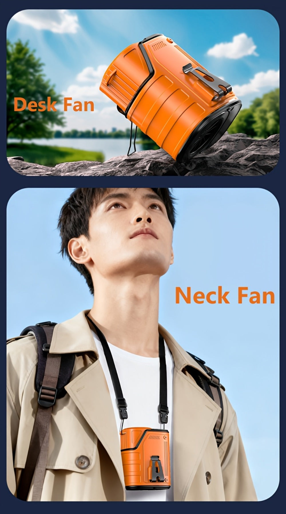 3-in-1 Portable Waist Fan with LED Flashlight & Power Bank | Rechargeable Clip-On Cooling Fan for Outdoor Work, Camping & Construction Sites, 3600mAh Battery, Digital Display