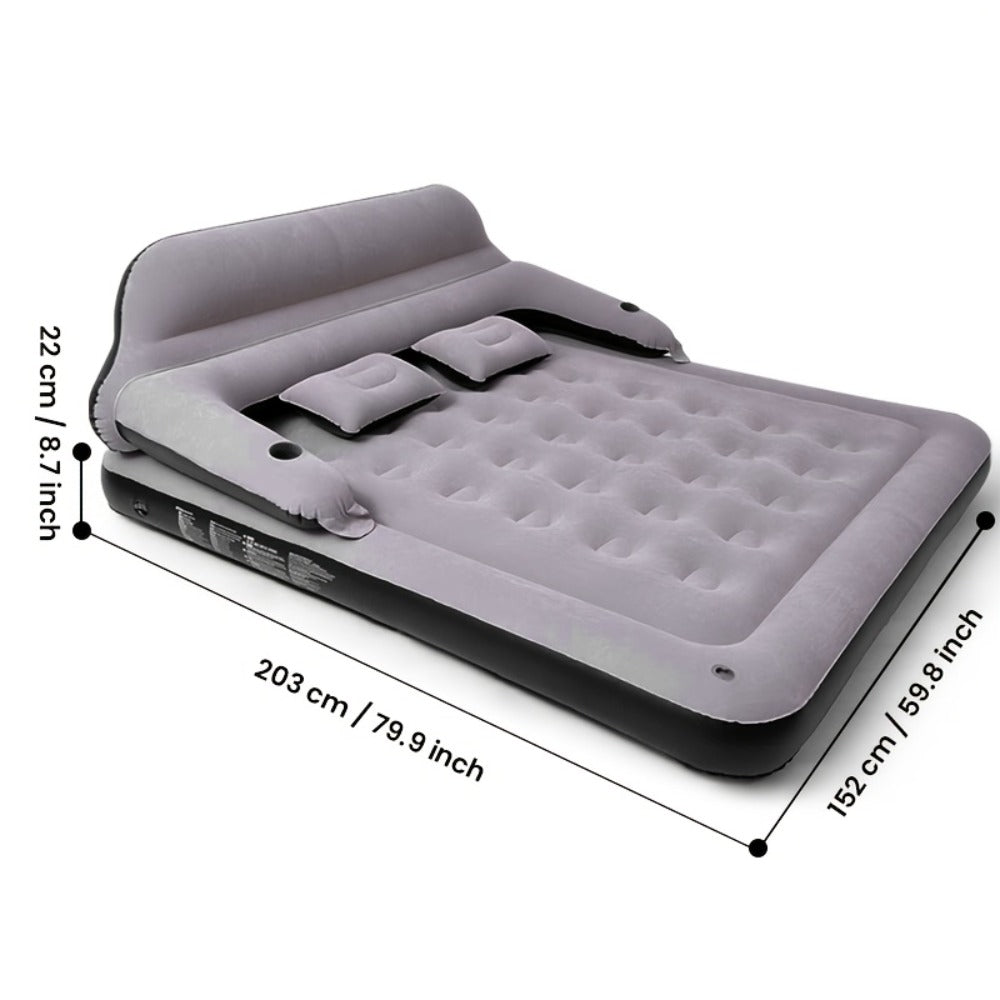 Inflatable Air Mattress with Backrest Pillow & Built-in Pump, Self-Inflating Portable Camping Bed for Outdoor Hiking Travel, Double Size Guest Bed for Home Floor Sleeping