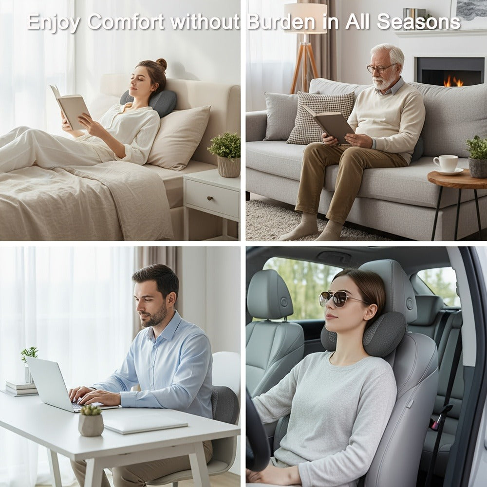 Lower Back Massager with Heat ¨C 3-in-1 Lumbar Support Pillow with Vibration & Traction for Back Pain Relief | USB Powered, Ideal for Car, Office Chair, Bed & Home Use