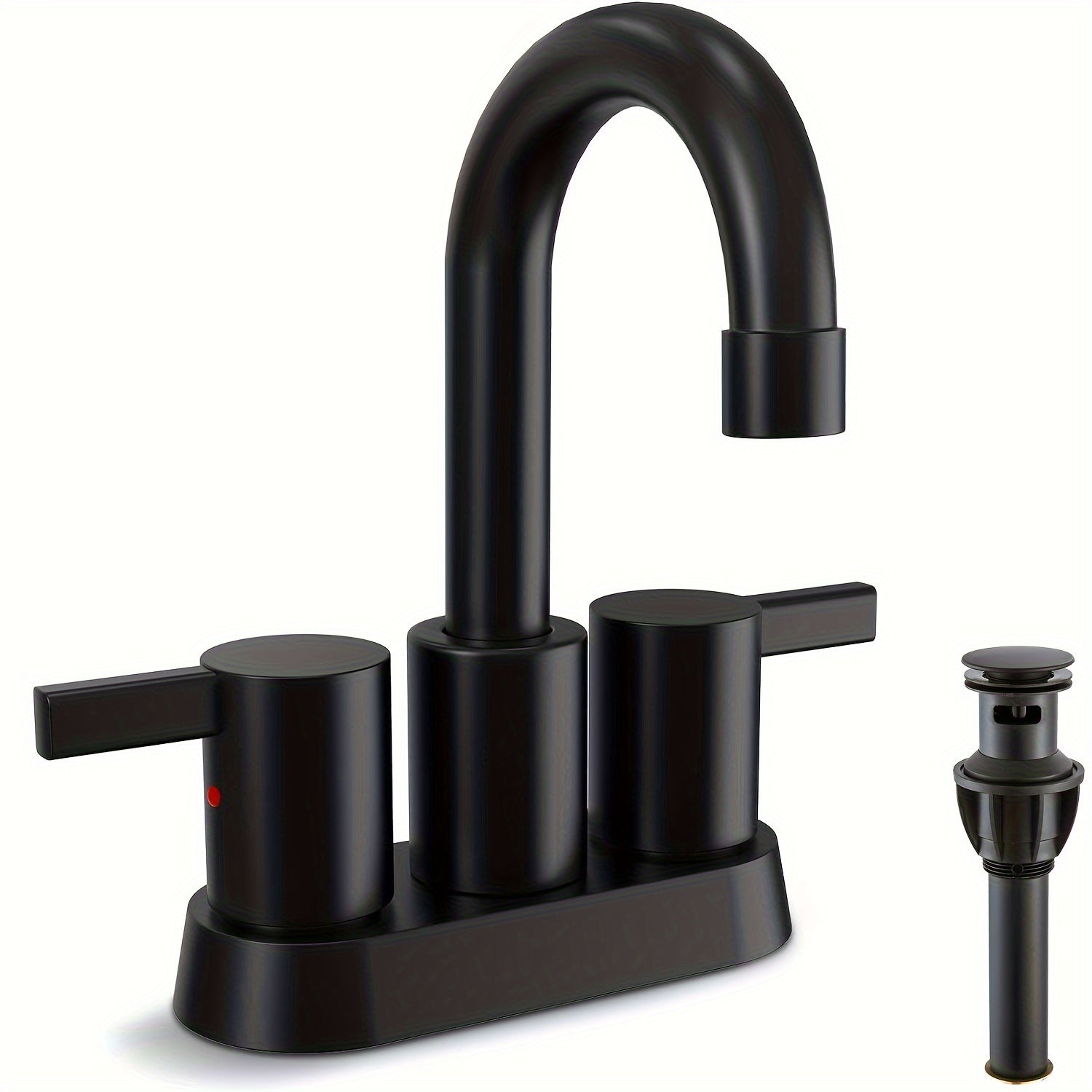 Bathroom Faucet 4-Inch 2-Handle Centerset ¨C 360¡ã Swivel Spout, Pop-Up Drain & Supply Lines Included, 2-3 Hole Vanity Sink Faucet for RV & Home, Brushed Gold, Matte Black, Nickel & Chrome