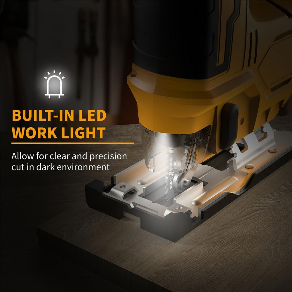 Cordless Jigsaw Compatible with Dewalt 20V Battery ¨C LED Work Light, 0¡ã-45¡ã Bevel, 3 Orbital Settings for Straight Curved & Circular Cuts