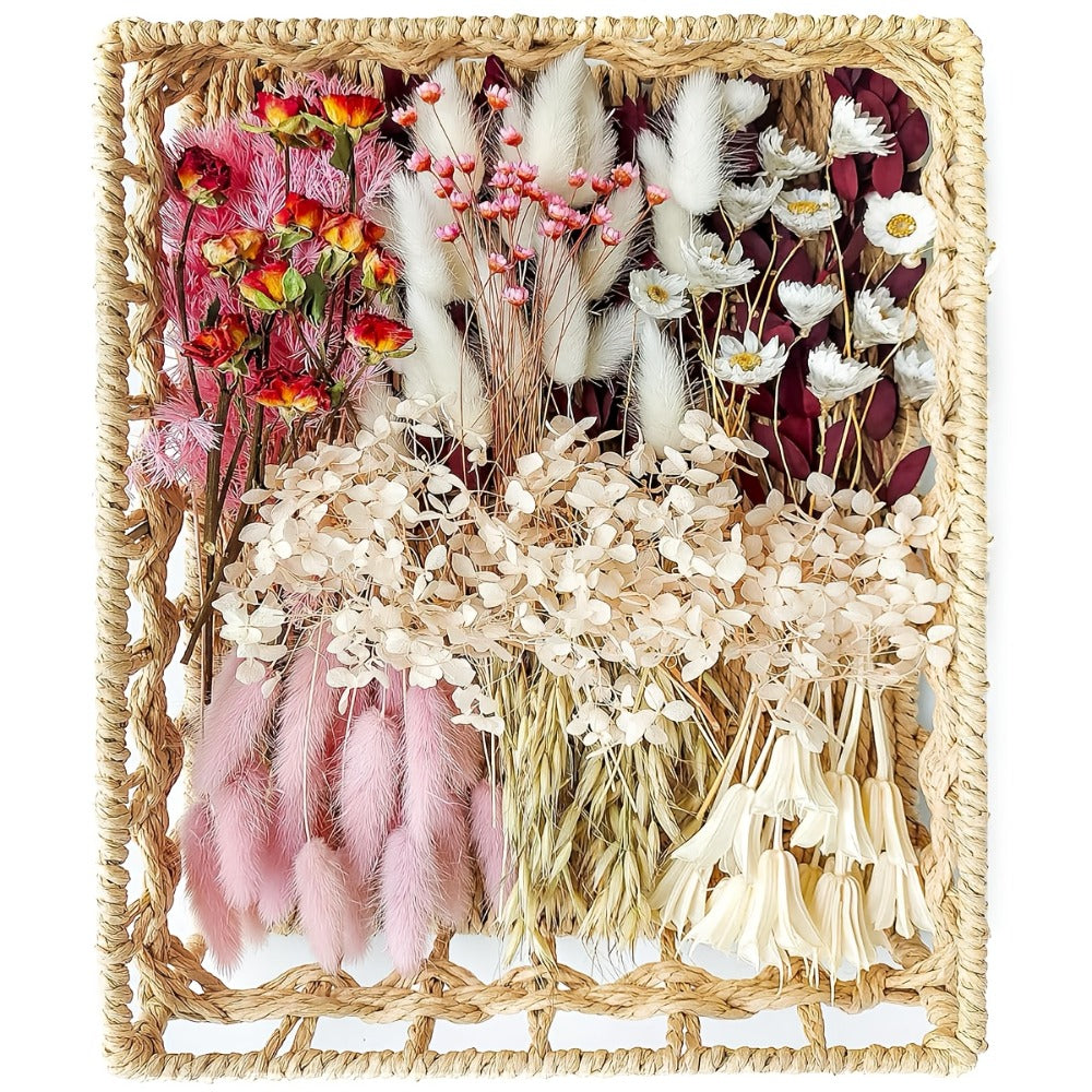 Dried Flower Bouquet with Pampas Grass - Boho Wedding Centerpiece Dried Floral Arrangement for Cake Table Boutonniere Groom Home Vase Decor Long Lasting Botanical Gift, Style 1 & 2