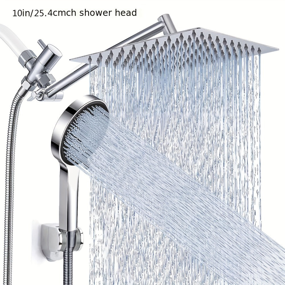 High Pressure Rainfall Handheld Shower Head Combo, 11-Inch Extension Arm, 9 Settings, 180¡ã Adjustable, Anti-Leak with Holder, Chrome & Matte Black, 8/10/12 Inch