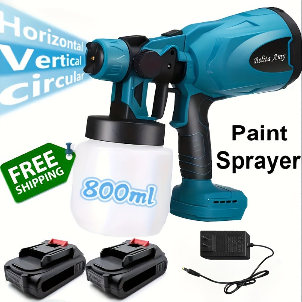 HVLP Paint Sprayer Electric Spray Gun with 3 Spray Patterns & 27oz Container ¨C Cordless Airless Sprayer for House Painting, Furniture, Cabinets, Fence, Walls, Doors, Car DIY Projects
