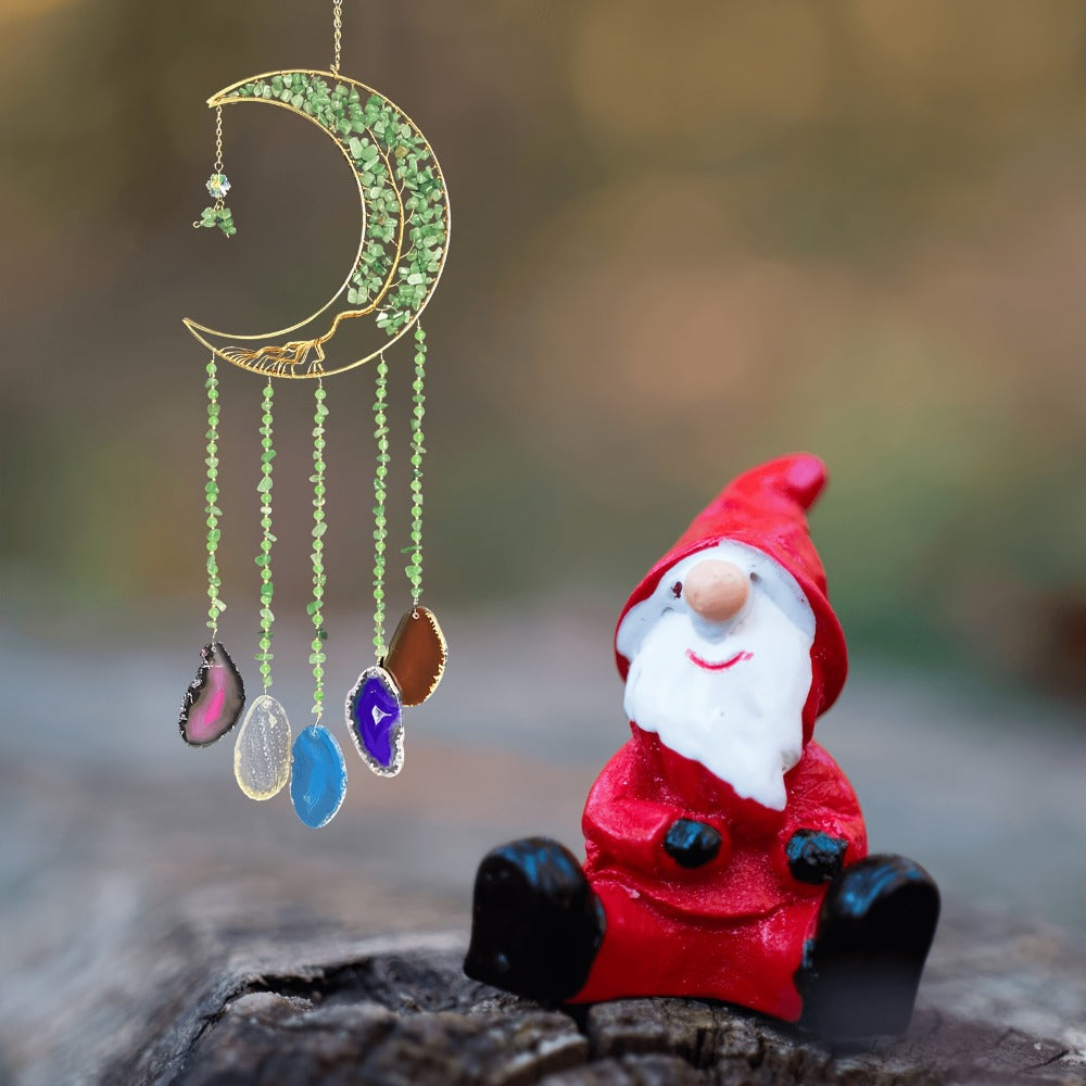 Moon Agate Tree Hanging Ornament Handmade Boho Suncatcher Wall Decor - Crystal Window Sun Catcher Gift for Mom Friends Women Birthday Christmas Holiday Home Decoration