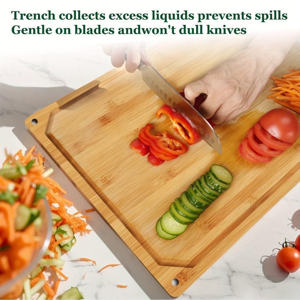 Cutting Board with Juice Groove ¨C Non-Slip Chopping Board & Cheese Platter for Meat, Cheese, Bread, Vegetables & Fruits, XL & Bamboo Options, Kitchen Gadget Gift for Home, Dorm & Holiday Gatherings