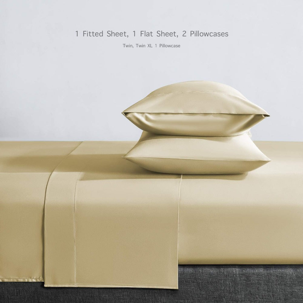 Microfiber Bed Sheet Set 4pcs Twin ¨C Ultra Soft Breathable Cooling Hotel Luxury Sheets, Deep Pocket Easy Fit Wrinkle-Free Bedding, 6 Colors ¨C Peach Yellow Navy Beige Spa Blue Black