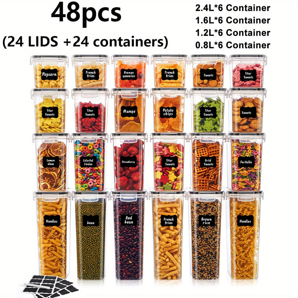 Pantry Storage Containers with Lids Labels and Markers - Airtight Kitchen Food Storage Set for Sugar Flour Pasta Grains Nuts Coffee Tea Beans Baking Supplies Organization