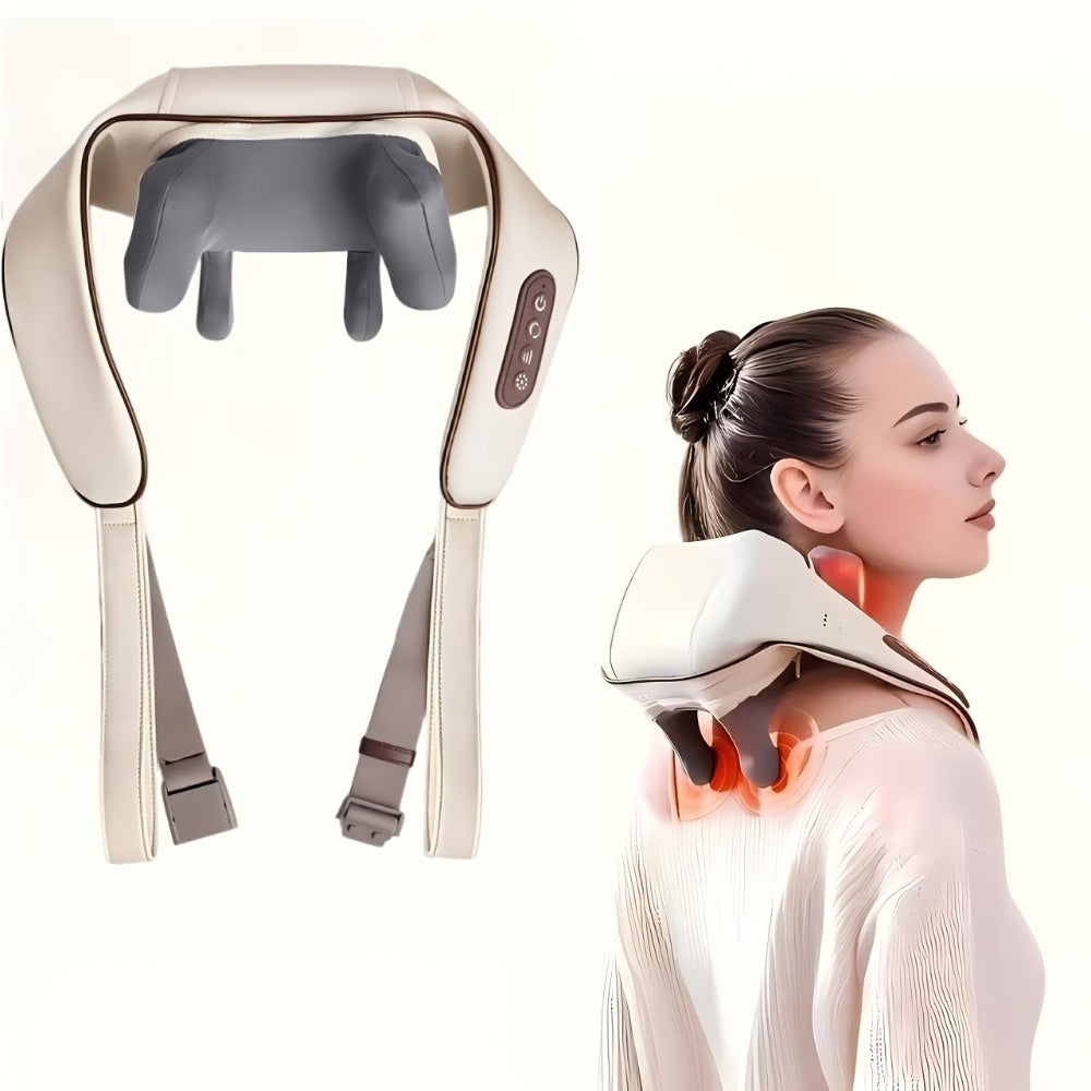 Neck Shoulder Massage Pillow 8D Deep Kneading Wireless Electric Back Massager Simulates Human Hands for Neck Shoulder Back Pain Relief Gift for Women Men