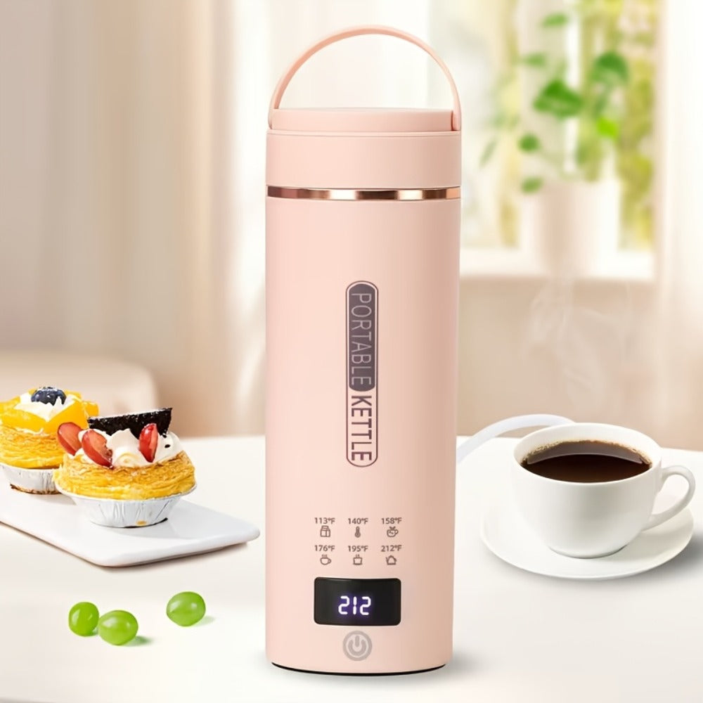 Travel Electric Kettle Portable Mini Water Boiler | 6 Temperature Settings | 304 Stainless Steel | Auto Shut-Off Boil-Dry Protection | BPA-Free | 15oz Coffee Tea Milk Kettle for Travel Home Office