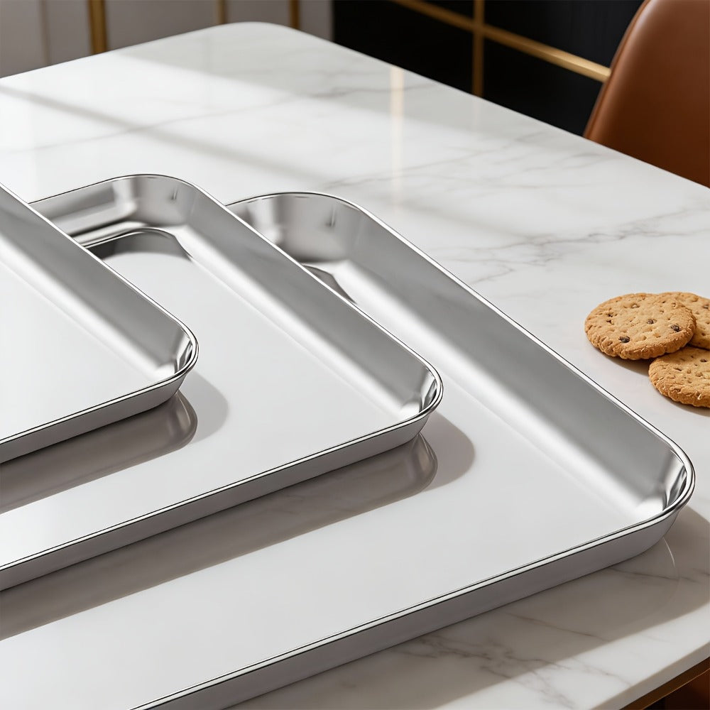 Baking Sheet and Rack Set Stainless Steel Half Sheet Pan with Cooling Rack Heavy Duty Rust Free Dishwasher Safe for Cookie Baking Roasting Grilling 2 3 4 Pan Options
