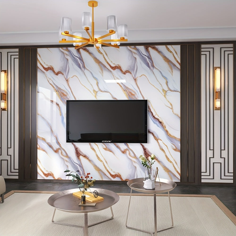Self-Adhesive Waterproof PVC Wall Sticker 22pcs Peel and Stick Marble Boho Wallpaper 11.81x23.62in Oil Resistant for Kitchen Bathroom Living Room Bedroom Decor