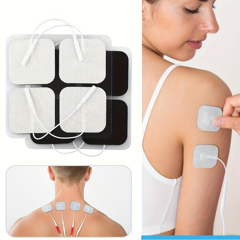 TENS EMS Electrode Pads 40-Pack, 2x2 Inch Reusable Self-Adhesive Replacement Electrode Patches with 2.0mm Pin Connector, Compatible with All TENS EMS Devices, Skin-Friendly Electrotherapy Pads