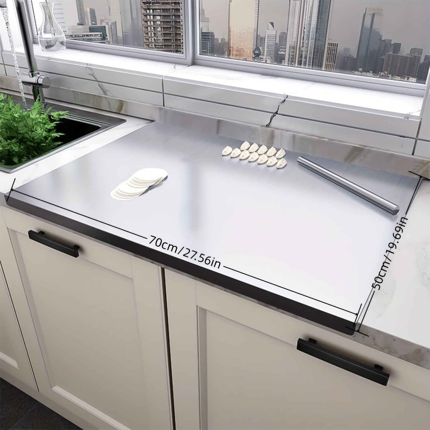 Extra Large Stainless Steel Cutting Board ¨C Multi-Use Kitchen Chopping Board, Easy to Clean & Store, Multiple Sizes