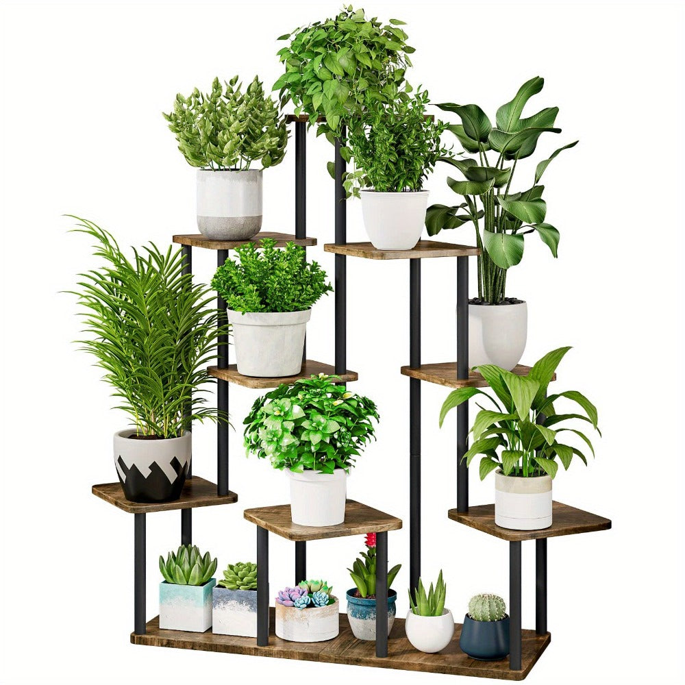 Plant Stand Indoor Multi Tier Corner Metal Flower Stand Tall Plant Shelf for Living Room Bedroom Patio Garden Balcony 5 Tier 7 Tier 9 Tier Black White Black Oak Utility Rack