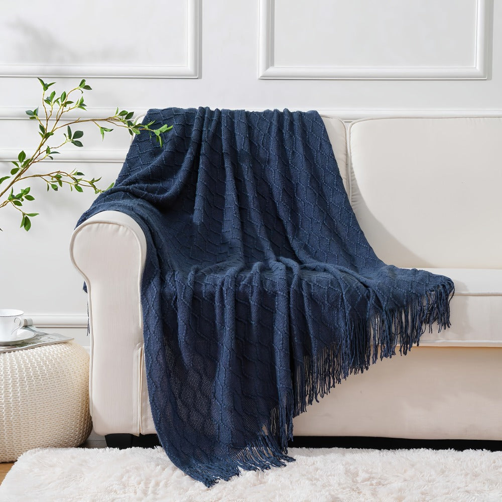 Tassel Throw Blanket ¨C Soft Lightweight Decorative Fringe Throw for Couch, Chair, Bed & Sofa, 50¡±¡Á60¡±, 6 Colors, Boho Home Decor