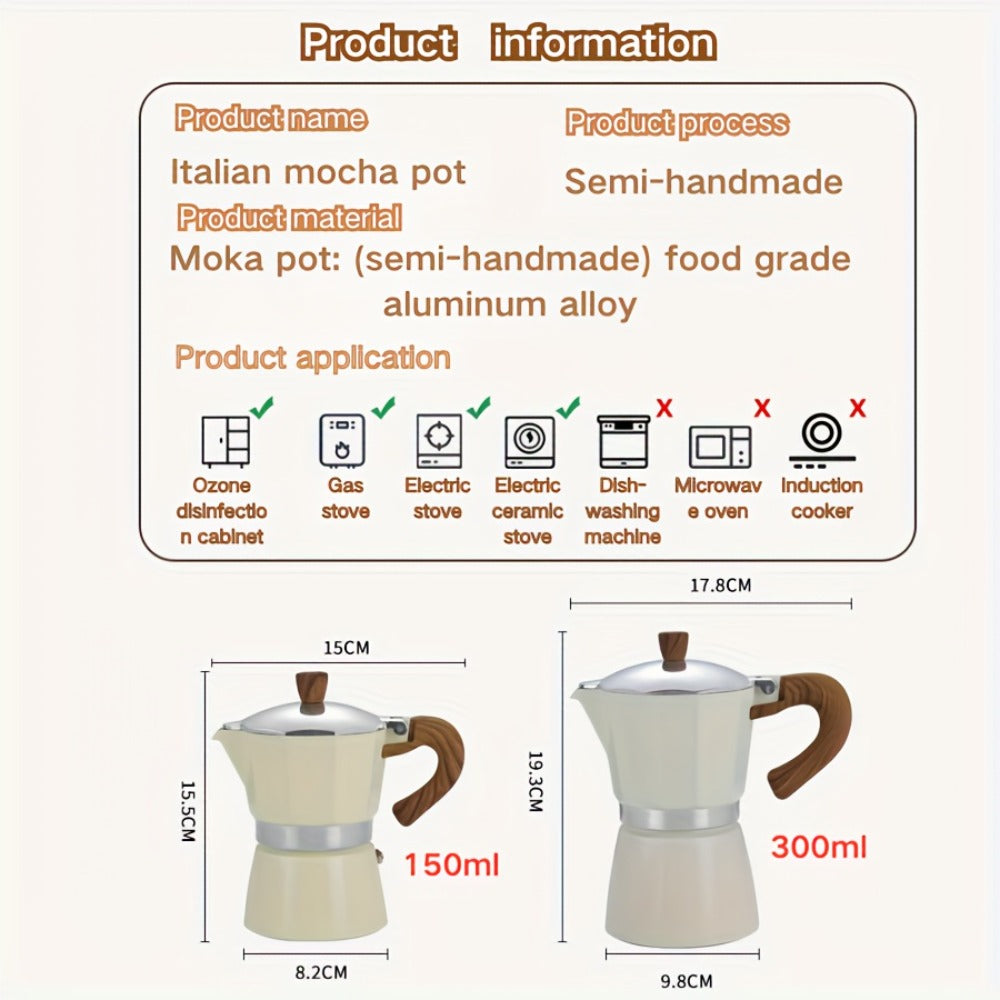 Moka Pot Stovetop Espresso Maker 150ml Classic Aluminum Italian Coffee Pot for Home Brewing Camping Cuban Cafe Style Easy to Use and Clean Multiple Colors Available